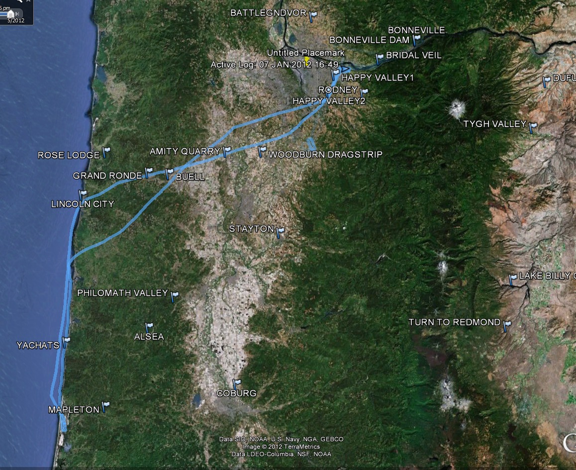 Our overall route Troutdale to Florence and back - from the Flying to Florence May 2012 photo gallery.