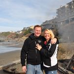 Andrea and Michael on the beach in front of the Sunset Motel