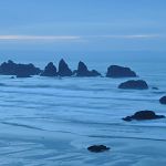 Rocks at Bandon after sunset (time exposure)