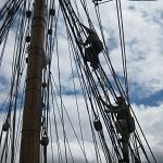Climbing the rigging....apparently those sails don't come with a remote
