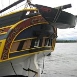 That little boat is in case someone forgets they're not really supposed to use real cannonballs in the mock battle