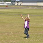 Jumping for joy that our flight attendant is finally ready