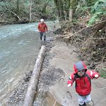 Crossing the creek with Grandpa
