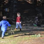 Ben and Bradley find time to play in the woods